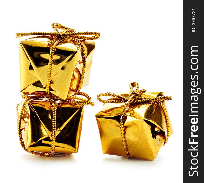 Golden gift boxes