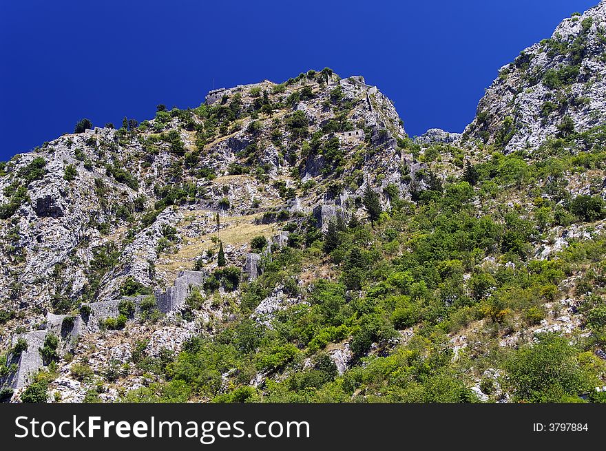 Old fortress above Kotor, Montenegro.