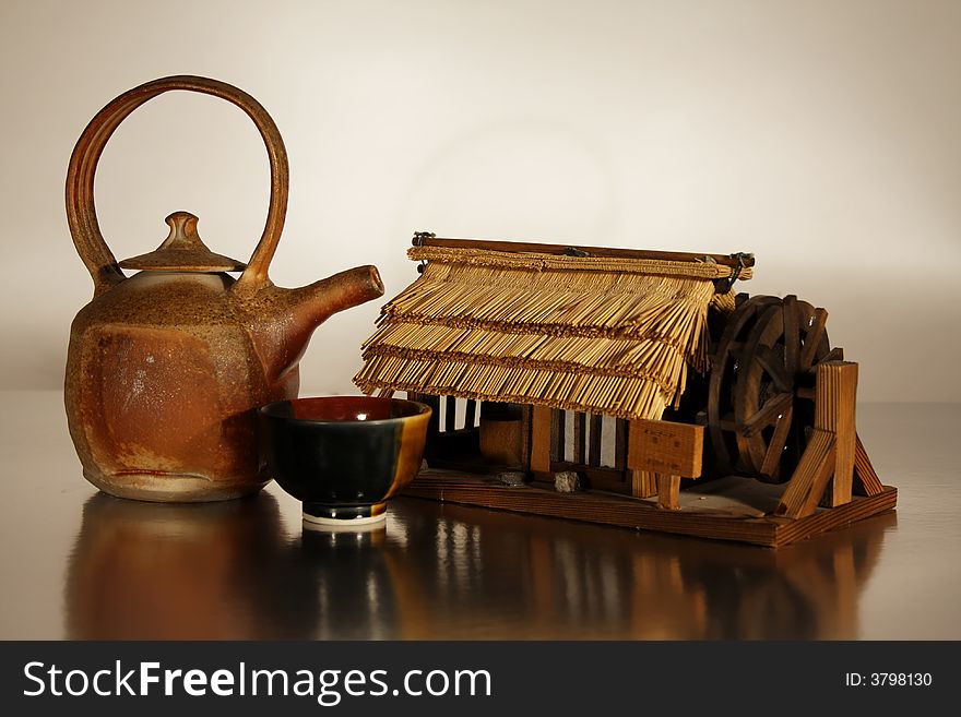 Tea service in a Japanese setting