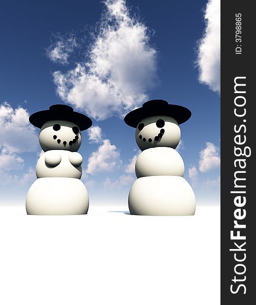 Two Snowman On Ice 2