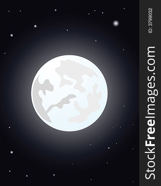 Moon night vector illustration with stars. Moon night vector illustration with stars