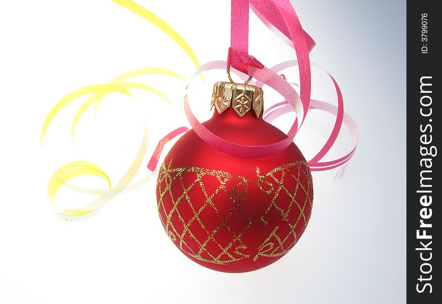 Fur-tree  toy  ball with decorative tapes
