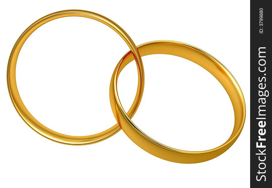 Gold wedding rings joined together