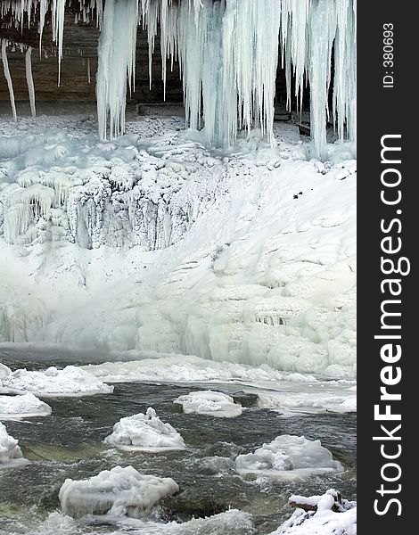 Minnehaha Falls, Minneapolis, Minnesota, in a frozen state. Minnehaha Falls, Minneapolis, Minnesota, in a frozen state