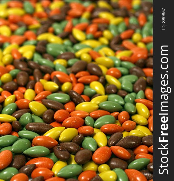 Candy coated sunflower seeds - depth front to back. Candy coated sunflower seeds - depth front to back