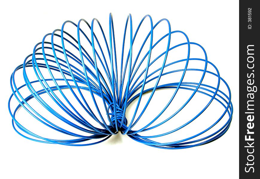 Blue aluminum wire spiral abstract