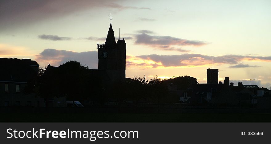 Sunset Over Anstruther Parish Church.