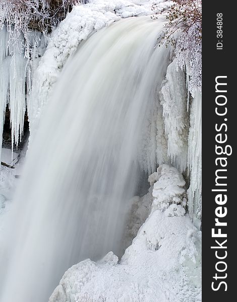 Minnehaha Falls, Minneapolis, Minnesota, in a frozen state. Minnehaha Falls, Minneapolis, Minnesota, in a frozen state