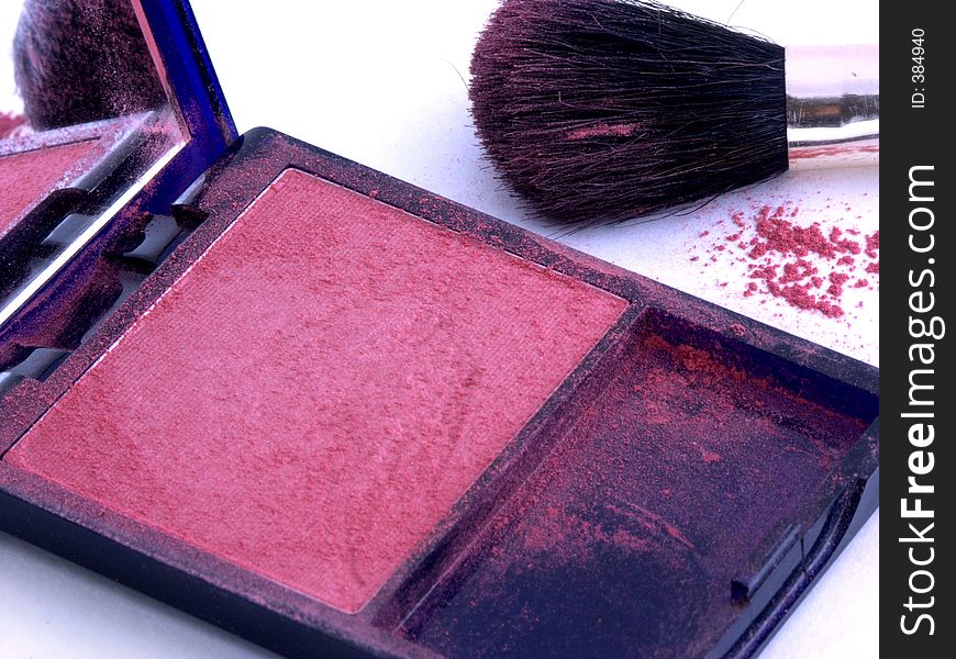 Isolated blush brush and powder. Isolated blush brush and powder