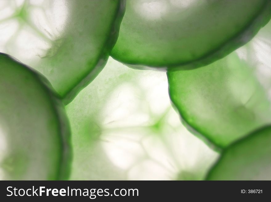 Close-up of sliced cucumber.