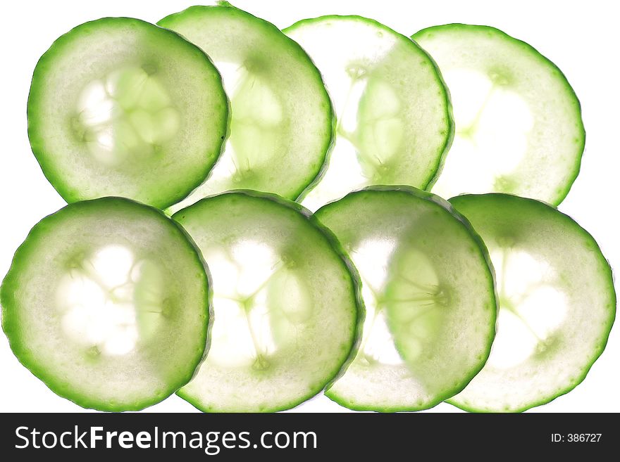 Close-up sliced cucumber.