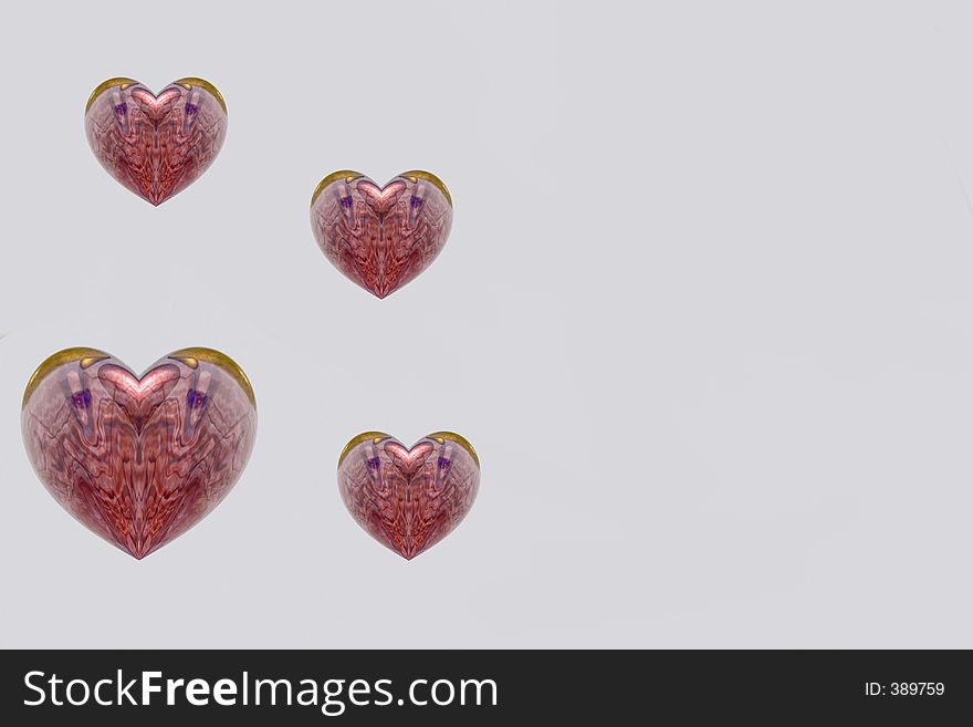 3D Illustration Of Hearts