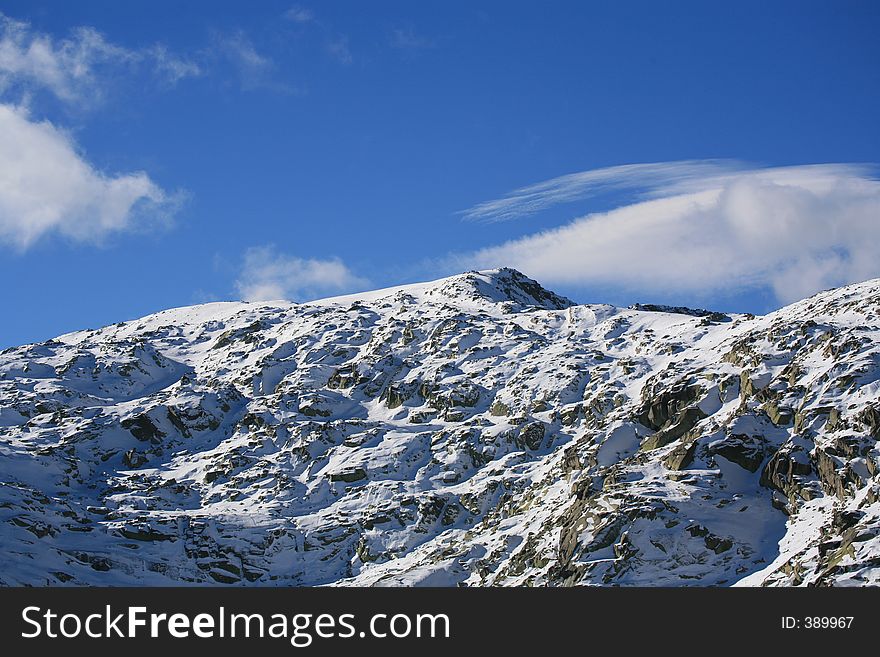 Snow on mountain peak