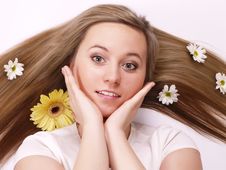 Beautiful Woman With Long Blond Hair Royalty Free Stock Photos