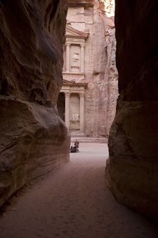The Treasury Viewed Through Canyon Petra Jordan Stock Photo