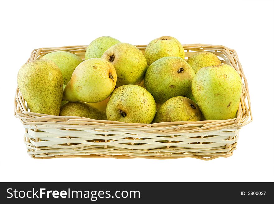 Basket of pears on a white background with Clipping Path. Basket of pears on a white background with Clipping Path.