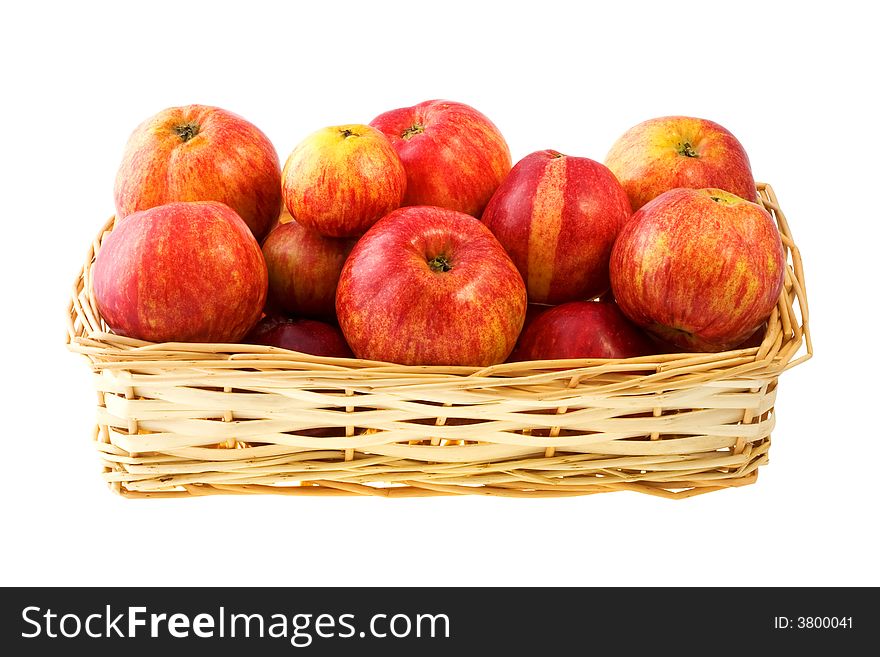 Basket of apples, isolated on a white background with clipping path.