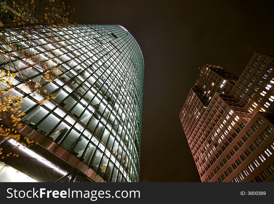 Skyscrapers at Potsdamer Platz at Night