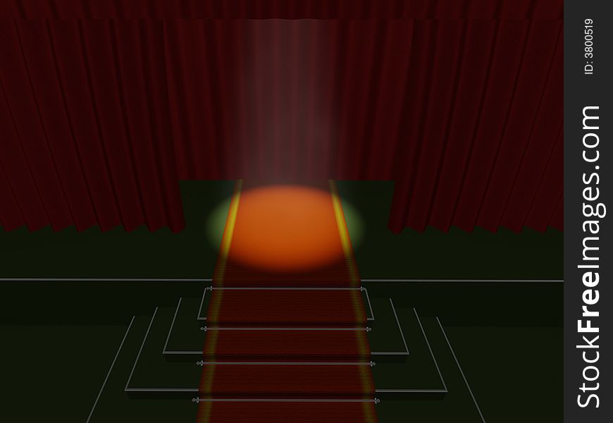 3d curtain red theater stage