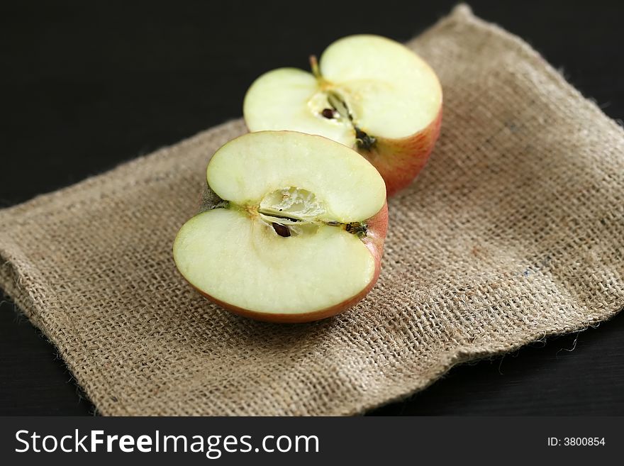 Freshly cut organic apples for healthy eating. Freshly cut organic apples for healthy eating
