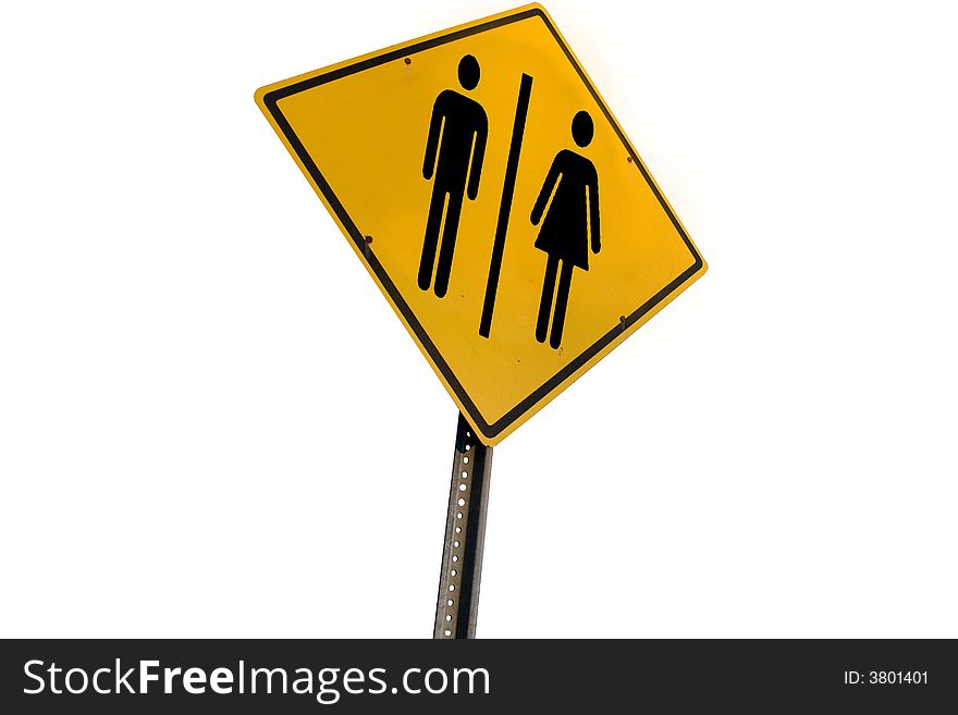 Road side icon warning sign with man and woman. Road side icon warning sign with man and woman