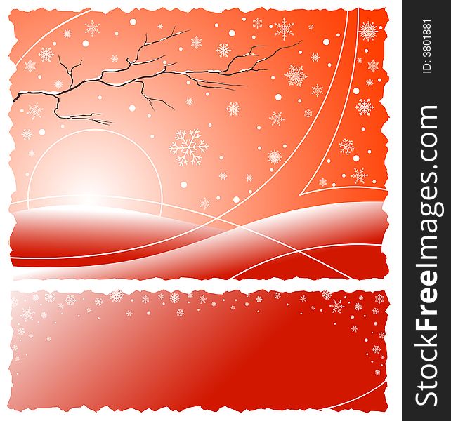 Winter Background With Snowflakes - Red Version