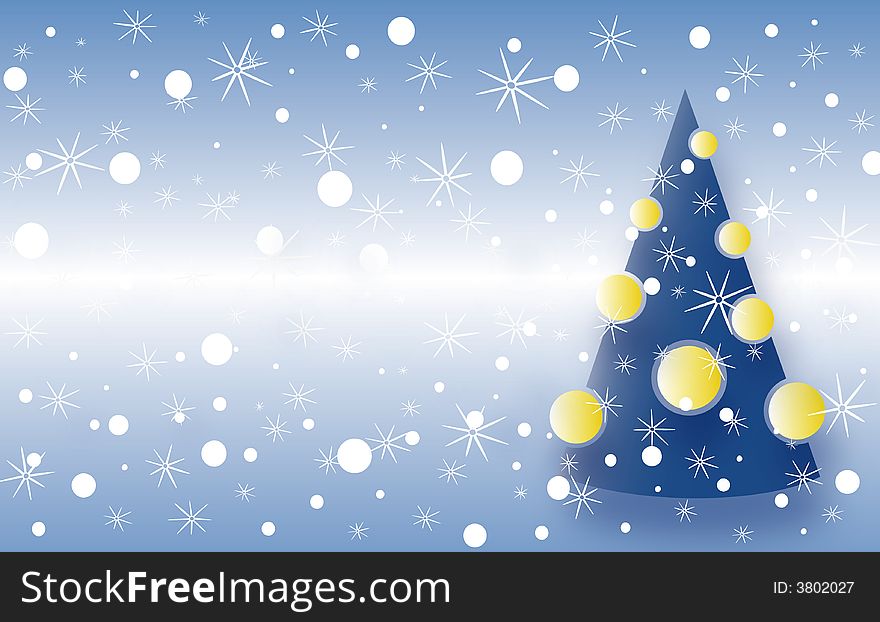 Abstract winter background with christmas tree.