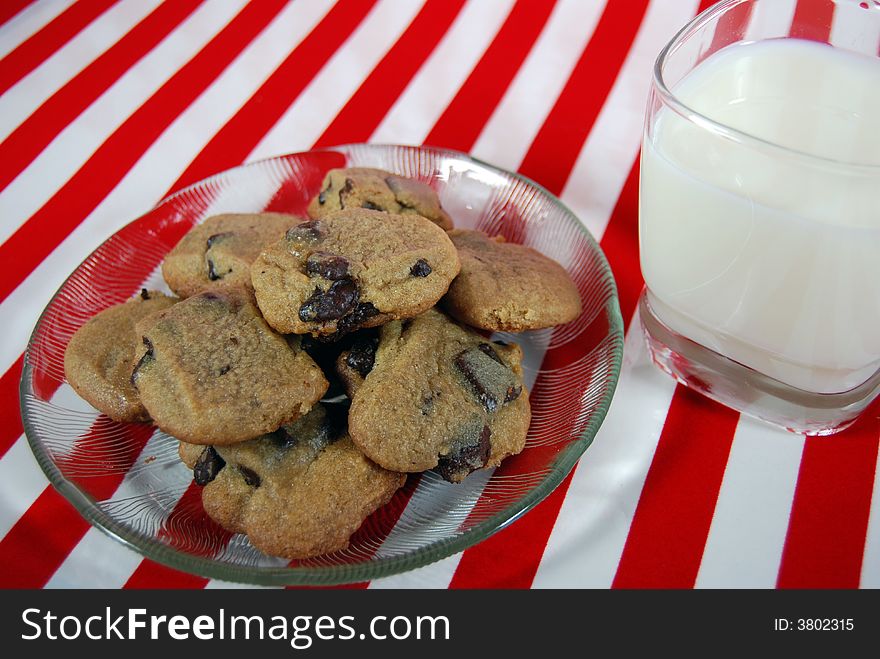 Plate of cookies and milk for Santa Claus. Plate of cookies and milk for Santa Claus.