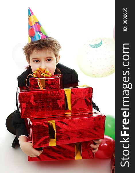 Celebration background: cilldren with gifts. Celebration background: cilldren with gifts.