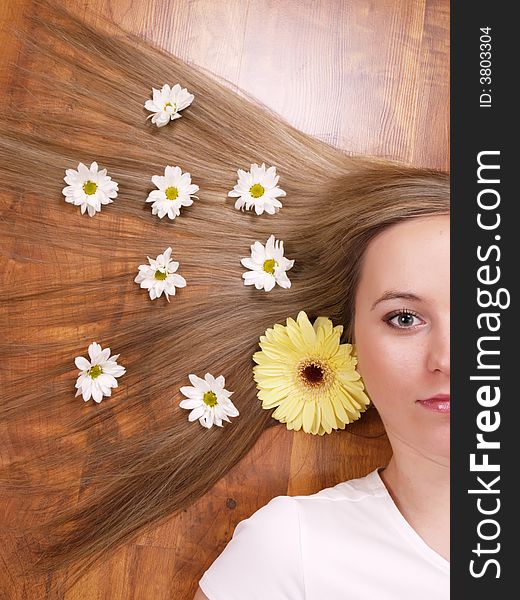 Close up of beautiful face with long hair. Close up of beautiful face with long hair