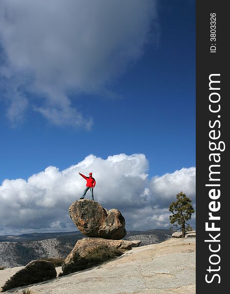 Young hiker enjoying the view in Yosemite. Young hiker enjoying the view in Yosemite