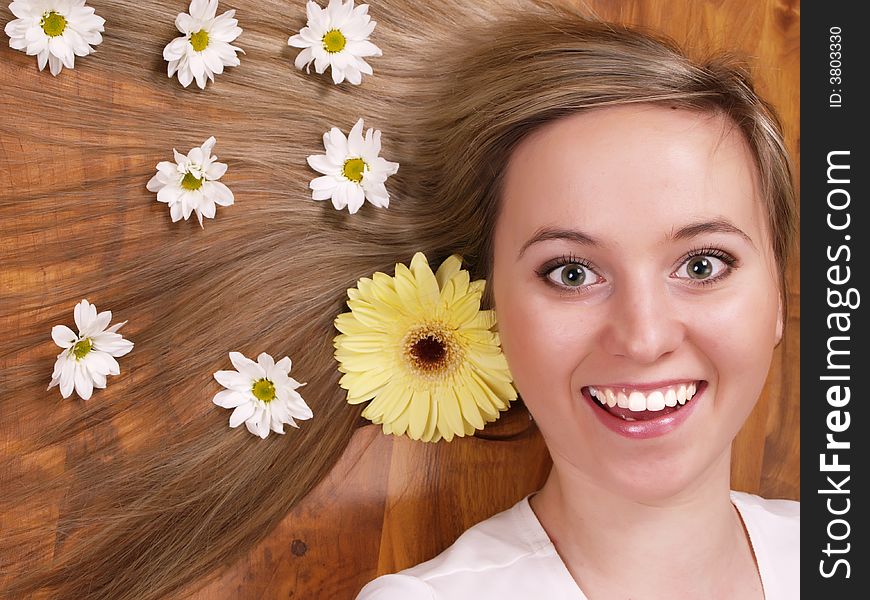 Close up of beautiful face with long hair. Close up of beautiful face with long hair