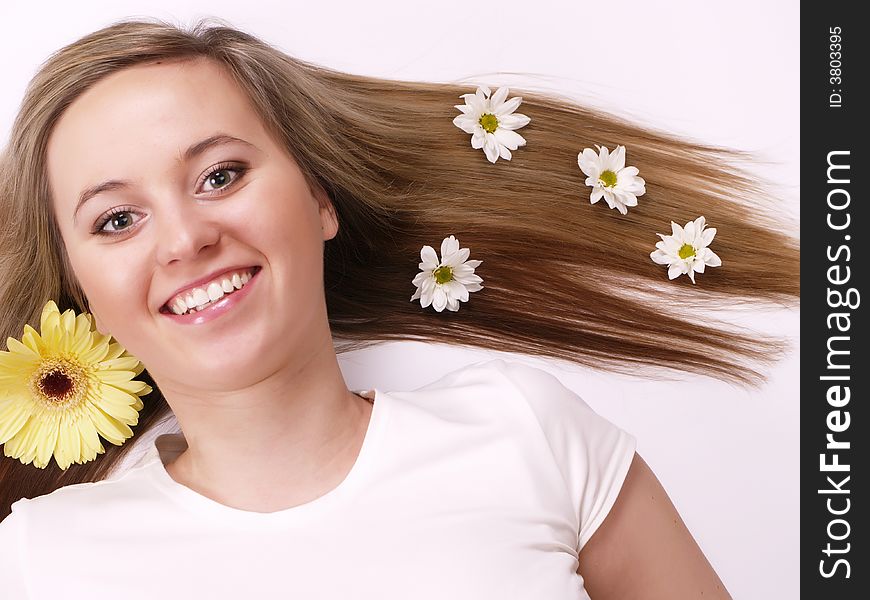 Close up of beautiful face with long hair. Close up of beautiful face with long hair