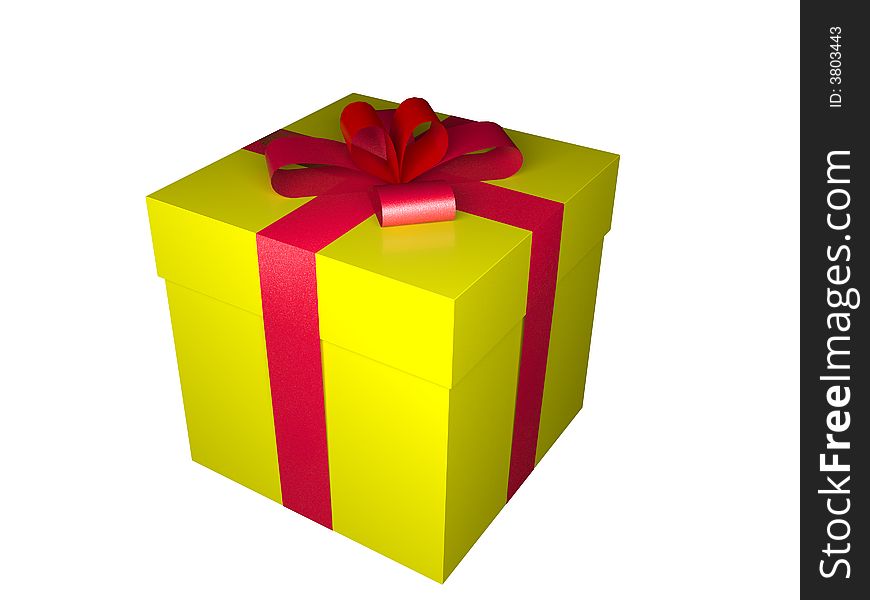 Yellow gift box - 3d isolated illustration