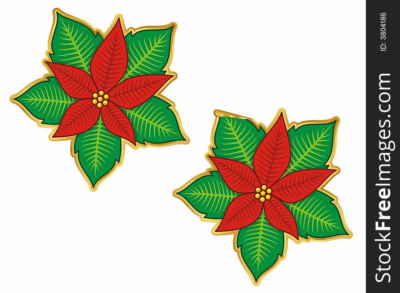 Christmas poinsettia sticker, normal and peeling version