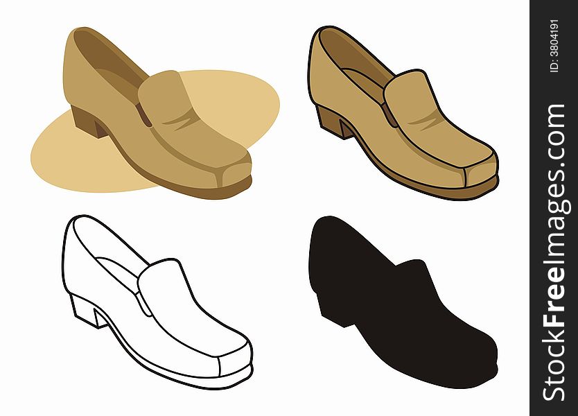 Vector illustration of male shoe in four versions. Vector illustration of male shoe in four versions