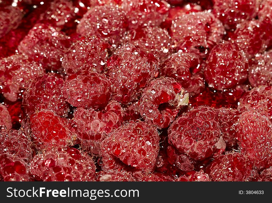 Fresh raspberries with sugar syrup. Fresh raspberries with sugar syrup