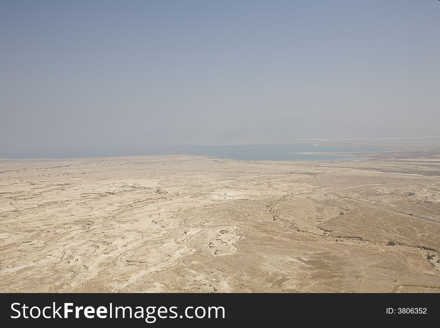 Dead Sea and surrounding desert, viewed from Masada
