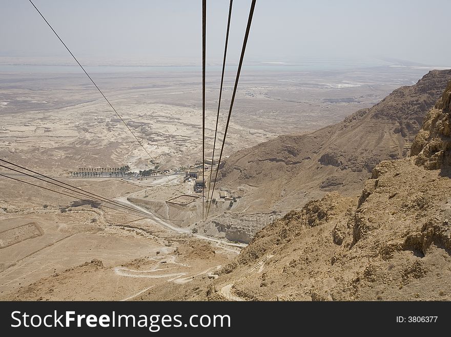 View of the way down from a cable car, Masada, Israel