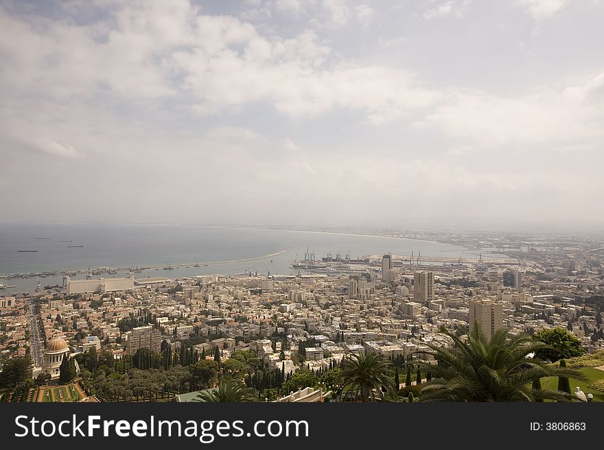 View of Haifa from the Baha'i gardens