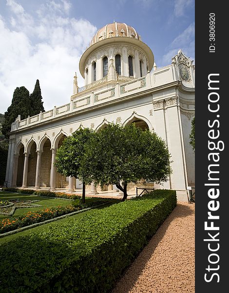 View of Baha'i Temple Haifa, the holiest site in the Baha'i religion