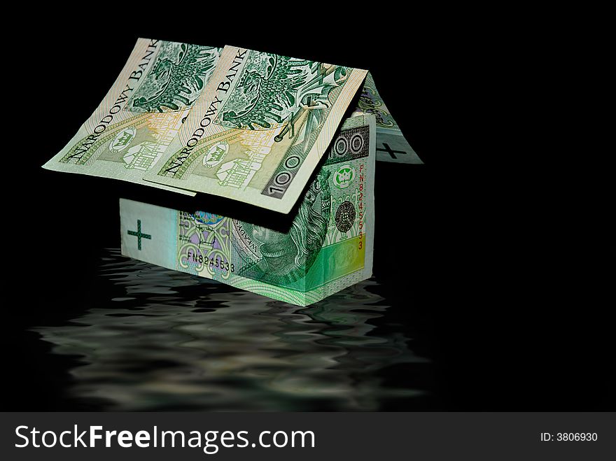 Money House on black background