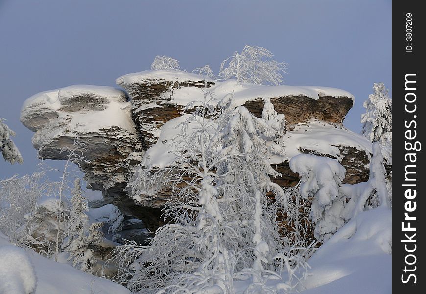 Winter, glade, snowdrifts, russia, Ural,snow, frost, fairy-tale tree. Winter, glade, snowdrifts, russia, Ural,snow, frost, fairy-tale tree