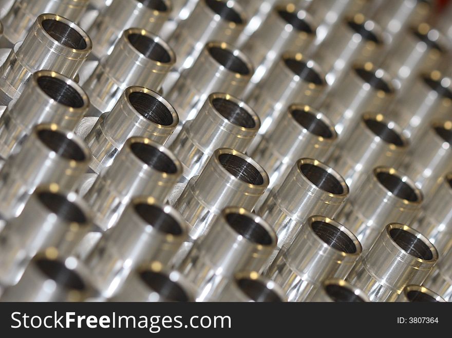 Close up of cylindrical workpieces