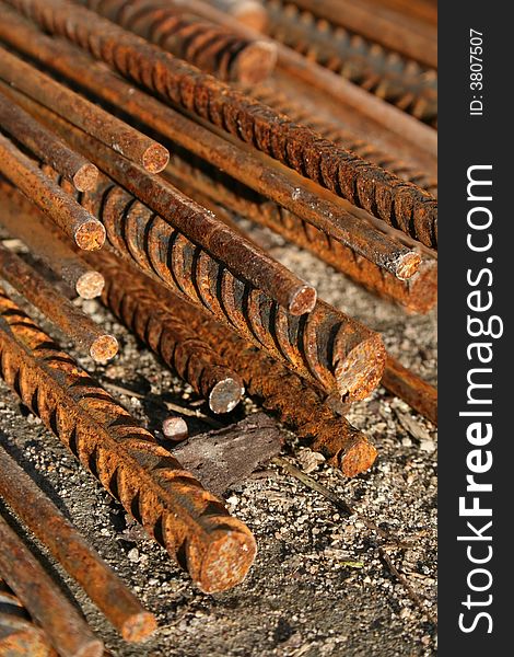 Close - up of steel bars for concrete reinforcing. Close - up of steel bars for concrete reinforcing