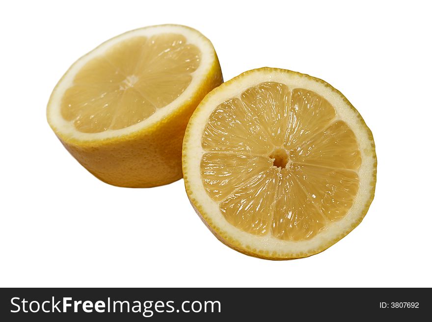 Fresh lemon fruit on a white background.