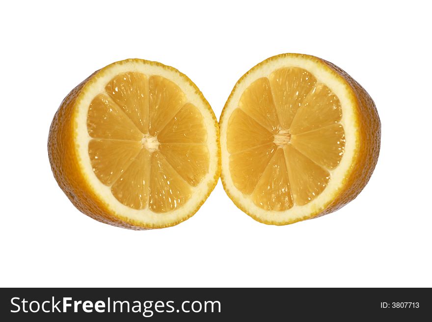 Fresh lemon fruit on a white background.
