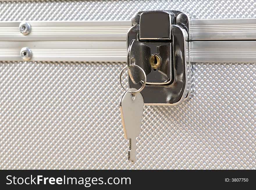 Keys in a silver locker. Keys in a silver locker