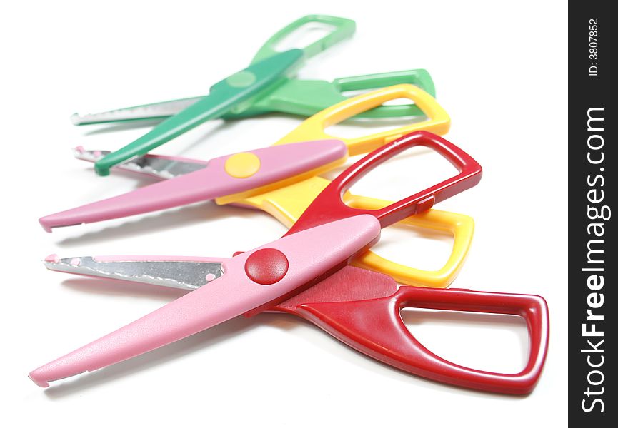 Open craft scissors, ready for cutting, isolated over white background