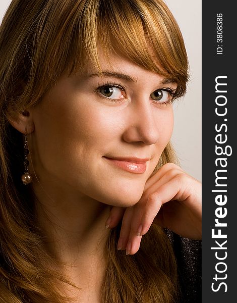 Studio portrait of a red haired girl. Studio portrait of a red haired girl